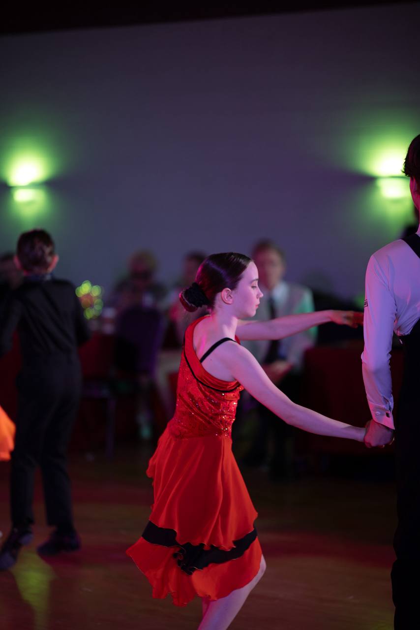 Young ballroom dancers performing